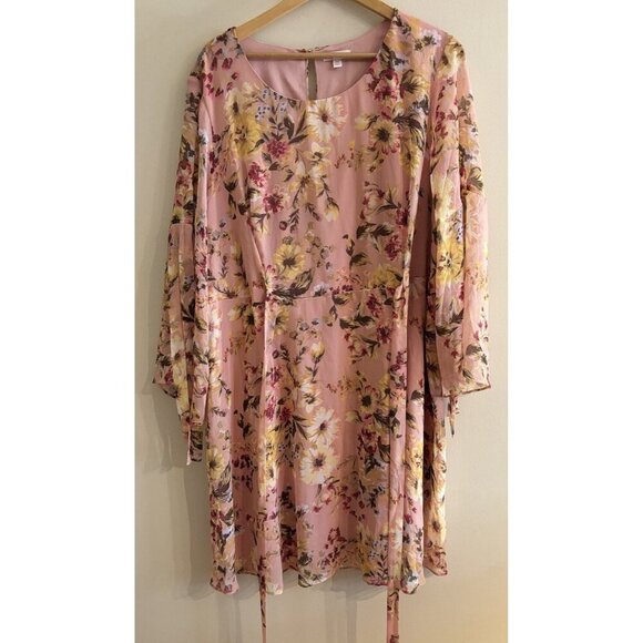 LC Lauren Conrad Ruffle Pink Floral Button Mini Dress Size 3X - Picture 1 of 12